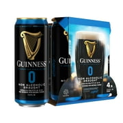 Guinness 0 Draught Non-Alcoholic Import Beer, 14.9 fl oz, 4 Pack Cans, less than 0.5% ABV