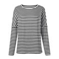 thumbnail image 5 of larppty Long Sleeve Shirts for Women Striped Crewneck Loose Fit Tunic Tops Fashion Color Block T-Shirt (Black, XL), 5 of 6