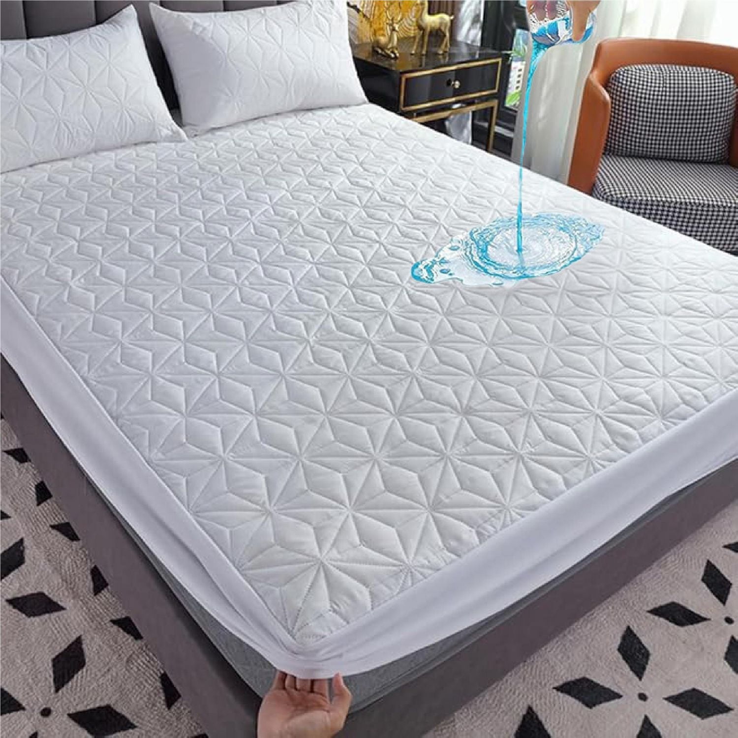 Beddora Queen Waterproof Mattress Protector – Hypoallergenic, 200 GSM Plush Polyfill, 15” Deep Pocket Elastic Fit – Machine Washable