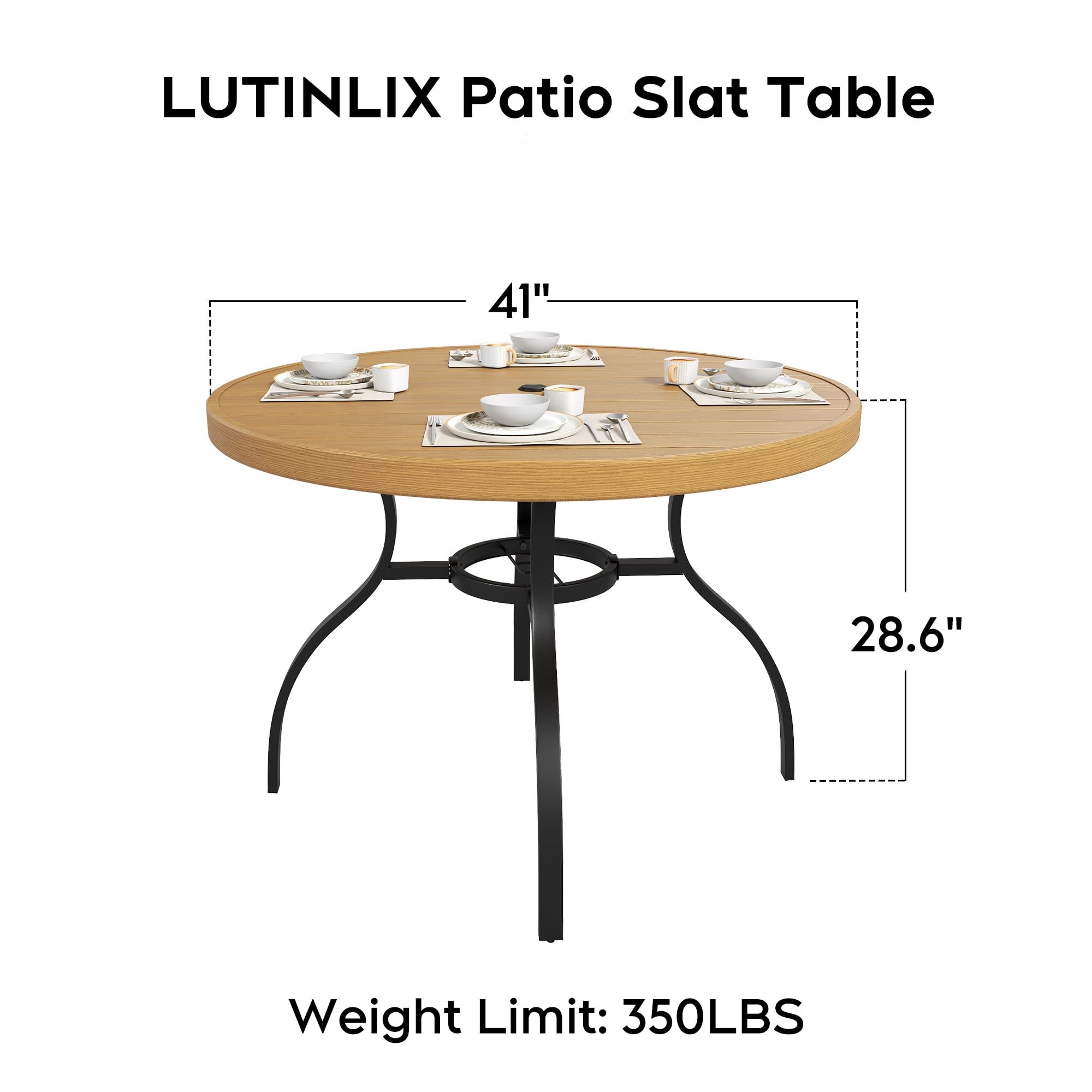 41 Inch 1 Piece Outdoor Indoor Dining Round Table Natural