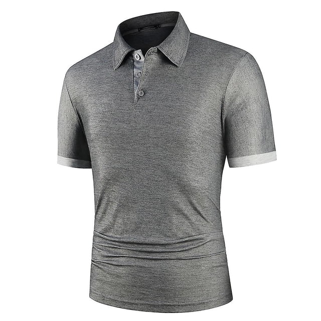 Polo de hombre Camisa de hombre Camisa de polo de manga corta Polo de color de contraste Ropa nueva Ropa de calle de verano Moda casual Hombres Tops gris oscuro gris claro Asia L 60-70 KG