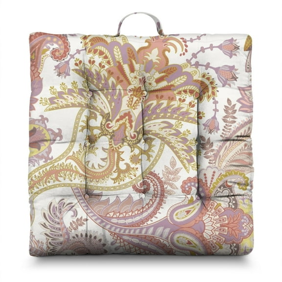 Vintage Paisley Pattern Cushion – 22x22 Inch Square Floor Pillow, Dutch Velvet, Boho Meditation Seat for Yoga, Lounge & Home Decor (Classic)