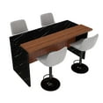 thumbnail image 4 of Montary Modern Kitchen Island Set with 63in Table & 4 Stools, Marble Countertop LED Lights Metal Grille, Black & Gray, 4 of 9