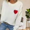 thumbnail image 5 of ZQUUVOU Women's Hearted Printed Pullover Tops Long Sleeve Round Neck Casual Blouse for Fall Winter Layering Outfits White, 5 of 6
