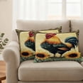 thumbnail image 2 of Retro Rooster Pillow Covers 2 Pack Farmhouse Welcome Sunflower Animal Rustic Country Pillowcase Waterproof Outdoor Throw Pillow Cover for Patio Balcony Rectangular Cushion 20”x12”, 2 of 9