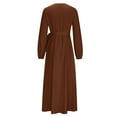 thumbnail image 6 of Idoravan Women's Dresses Clearance Womens Plus Size Fashion Women Solid Color Long Sleeve Casual V-NeckTank Dress Dress Coffee XL, 6 of 8