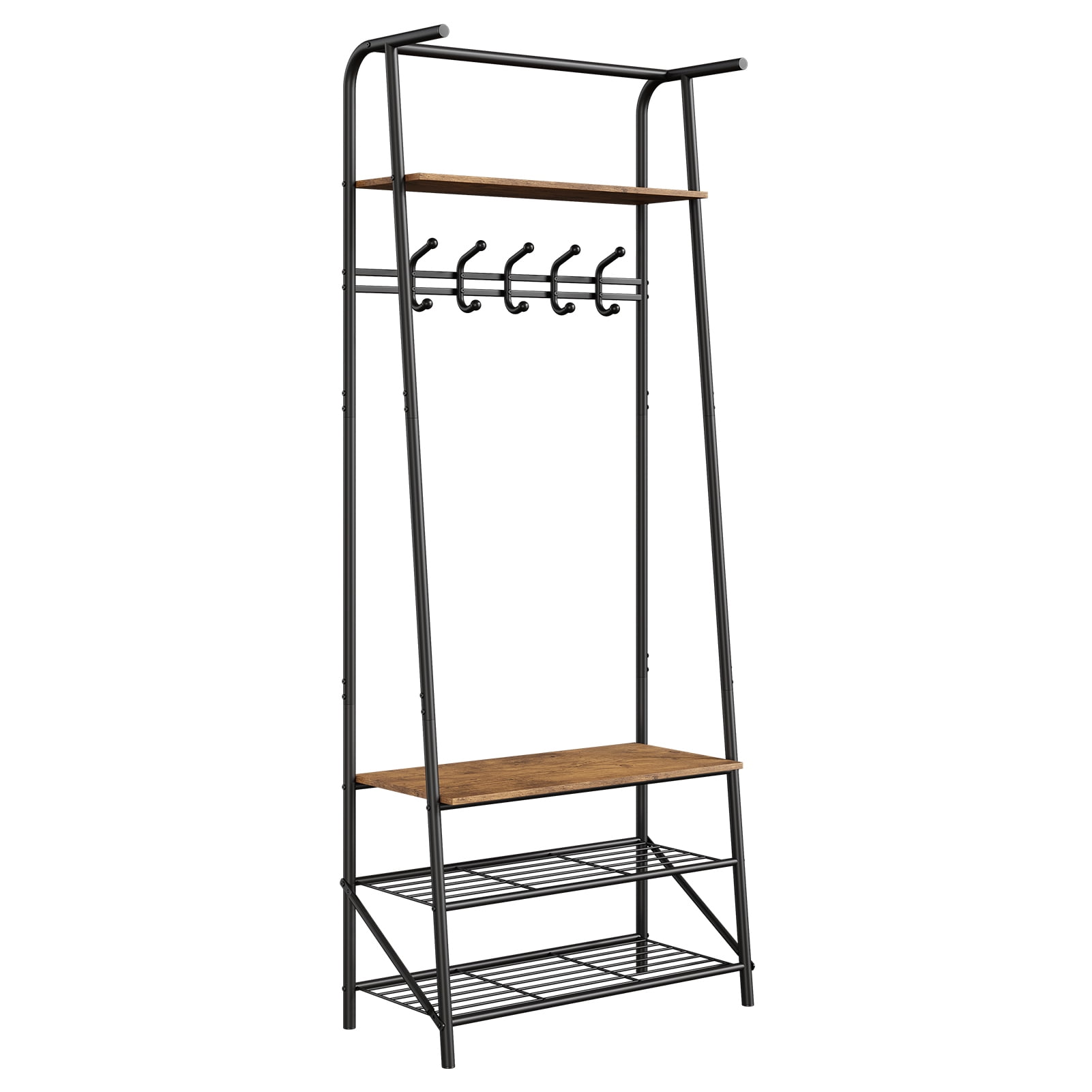 Hall Tree with Bench and Shoe Storage for Entryway, 4in1 Coat Rack