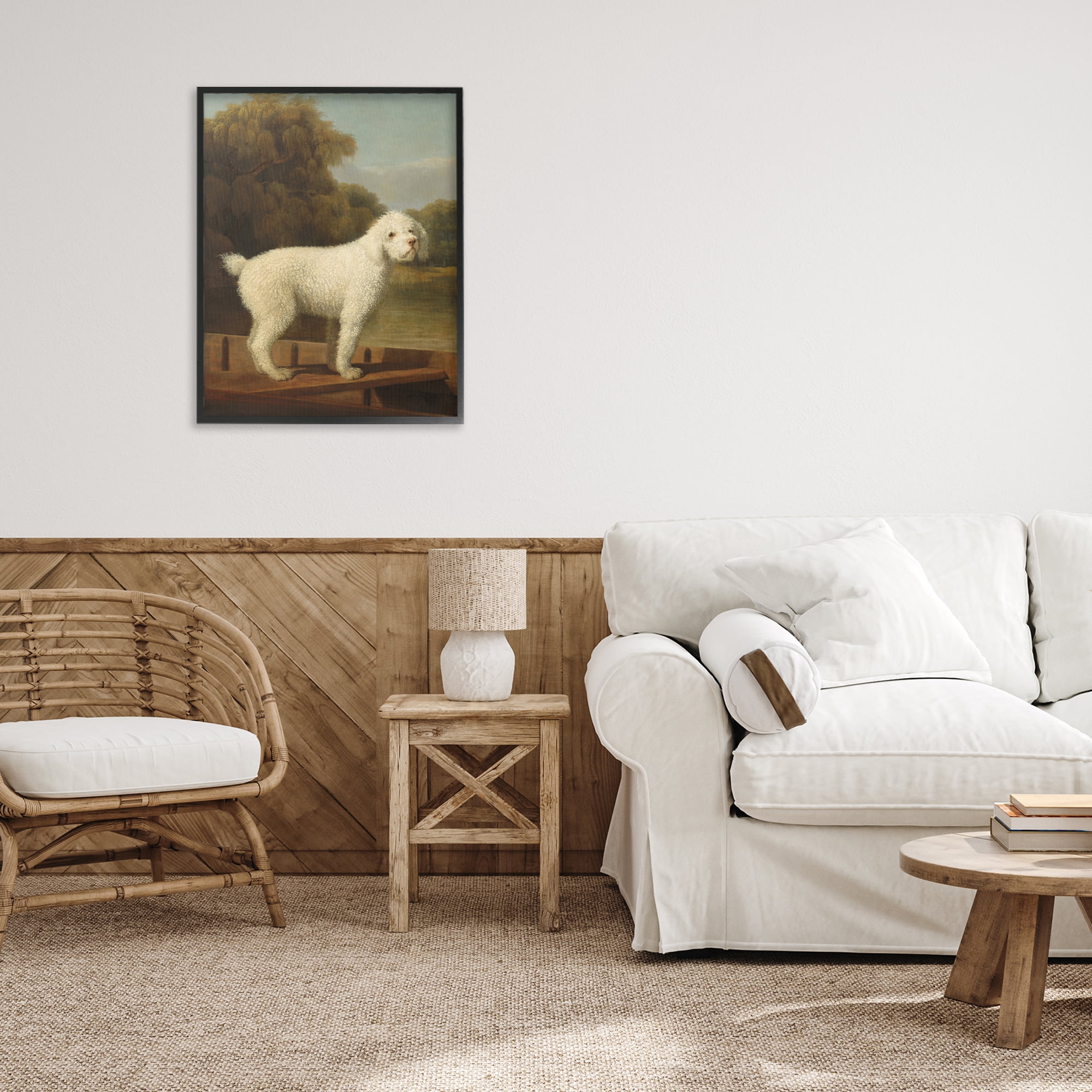 Stupell Industries White Poodle in a Punt Black Framed Giclee Art, design by Tina LeCour