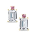 thumbnail image 2 of Gem Stone King 10K Yellow Gold Pink Lab Grown Diamond Earrings Set with Moissanite (3.62 Cttw), 2 of 5