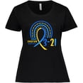 thumbnail image 3 of Inktastic 3-21 World Down Syndrome Day Blue and Yellow Rainbow Ribbon Women's Plus Size T-Shirt, 3 of 5