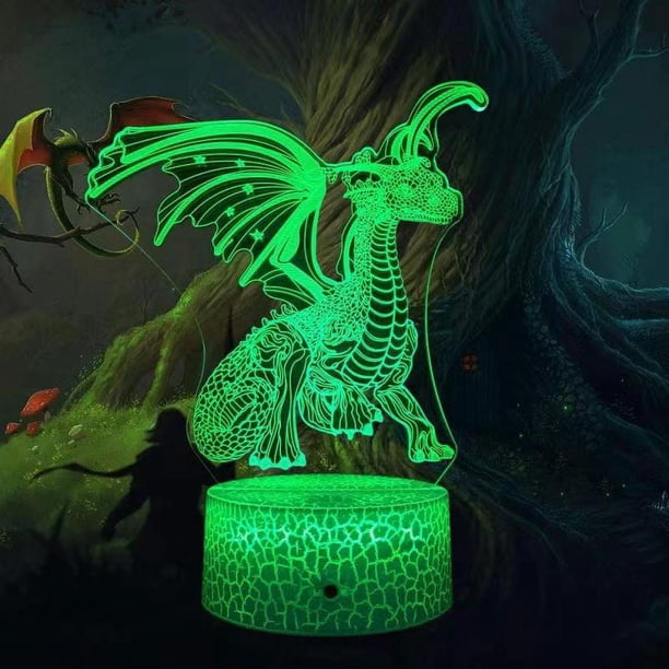 Luz nocturna LED 3D con dinosaurios que cambian de color para niños