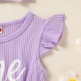 thumbnail image 6 of ZEHJUHAN Girl's "ONE" Birthday Princess Dress Set: Ribbed Knit Tulle Romper with Headband, Sequin & Ruffle Detail Purple，12-18M(100), 6 of 7