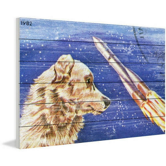 Marmont Hill - "Dog Watches Takeoff" Painting Print on White Wood