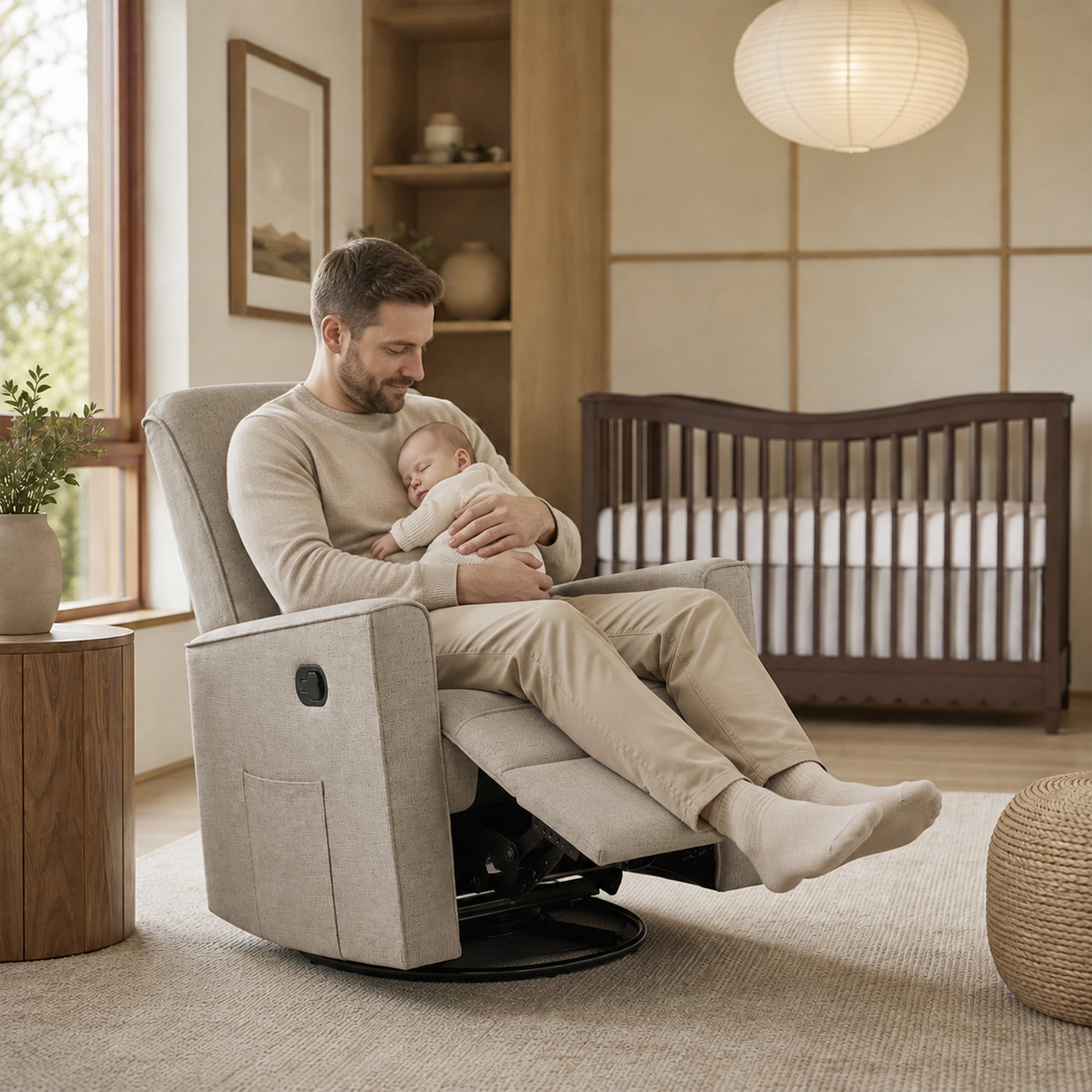 Evolur Raleigh Basic Glider |Recliner| Rocker, Warm Sand