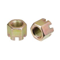 5Pack M16x2mm Hexagon Slotted Nut, Grade 10 Carbon Steel Hex Castle Nuts, Color Zinc