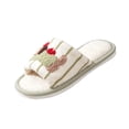 thumbnail image 2 of NexTorq Striped Dachshund Fuzzy Open Toe Slippers for Women Wide Large Size Slip On Indoor Bedroom House Slippers Soft Fluffy Comfort Womens Home Footwear, Khaki, 7, 2 of 9