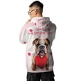 thumbnail image 5 of Happy Valentine's Day Bulldog Brings Love Heart All Over Print 3D Hoodie Unisex Merch Hoodies Dog Lover Gifts Idea - 02028, 5 of 6