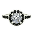 thumbnail image 4 of Black & White Diamond Halo Engagement Ring 1 CT TW Accented Diamond Shank 14K White Gold, 4 of 5