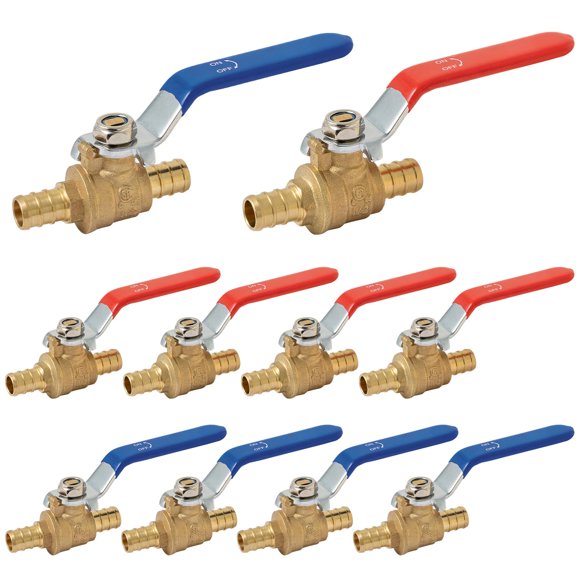 Válvula de bola PEX SUNGATOR de 1/2 pulgada, puerto completo, 1/4 vuelta, paquete de 10