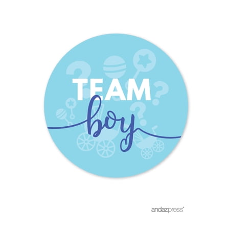 Gender Reveal Baby Shower Pink or Blue, 40-Pack Team Girl / Team Boy Round Circle Label Stickers