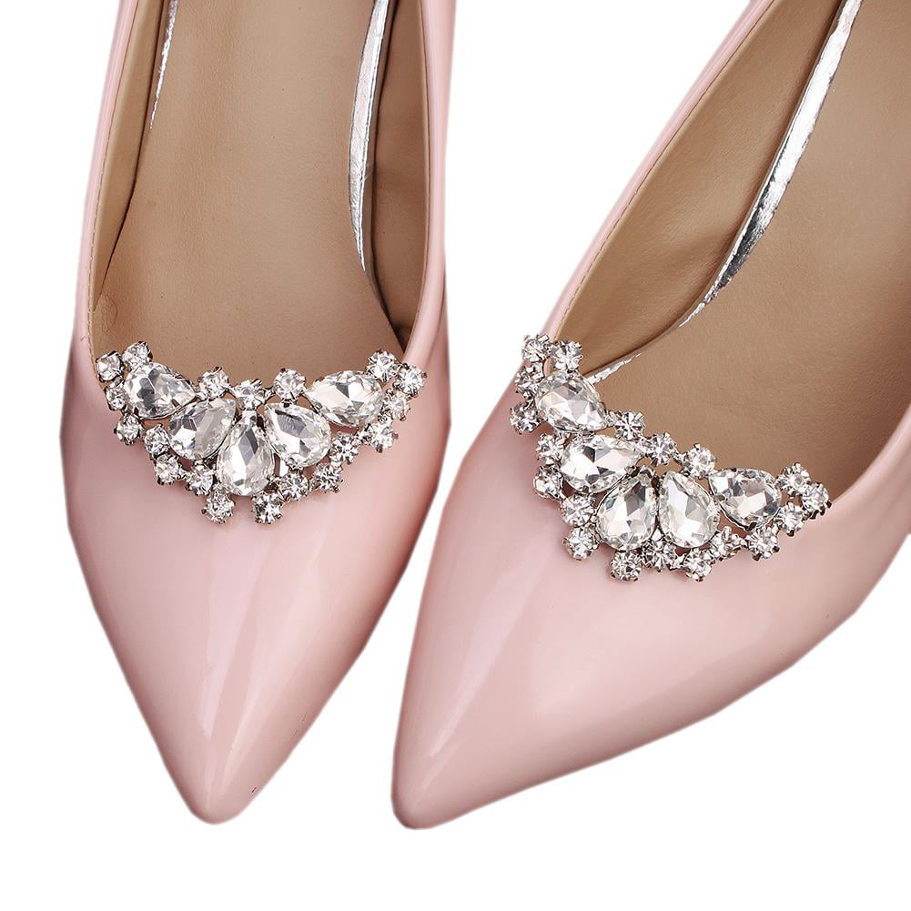 1 Pair Pearl Crystal Shoe Clip Rhinestone Wedding Bride Shoes Decoration ①a