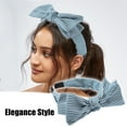thumbnail image 3 of Unique Bargains 1 Pcs Double Bow Knot Headband Fashion Hairband for Women Light Blue Stripe Pattern 1.34 Inch Wide, 3 of 7