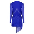 thumbnail image 4 of iiniim Women's V Neck Long Sleeve Fringe Latin Dance Tango Waltz Cocktail Party Dress Blue XL, 4 of 7