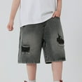 thumbnail image 6 of KAUOD Boy's Ripped Baggy Jorts Wide Leg Cute Elastic High Waisted Y2k Denim Shorts Loose Fit Vintage Boys Shorts Medium, 6 of 6
