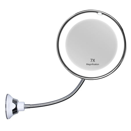 KEDSUM Portable Flexible Gooseneck LED Lighted Makeup Mirror 7x Magnifying Bathroom (Best Lighted Magnifying Makeup Mirror)