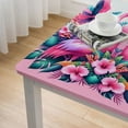 thumbnail image 4 of COMIO Flamingo and Tropical Garden Square Tablecloth - Great for Home Kitchen/Parties/Holiday Dinner White, 4 of 7