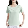 thumbnail image 2 of Fglymey Women's Lightweight Short-Sleeve T-Shirt, Classic Loose Crewneck Solid Color Tee Shirt Green 2XL, 2 of 5