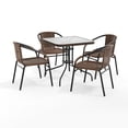 thumbnail image 2 of Flash Furniture 28'' Square Glass Metal Table with Dark Brown Rattan Edging and 4 Dark Brown Rattan Stack Chairs, 2 of 13
