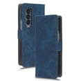 thumbnail image 3 of Wallet Case for Samsung Z Fold 3,with RFID Blocking Credit Card Holder, with Wrist Strap PU Leather Magnetic Folio Kickstand Shockproof Women Men Phone case for Samsung Galaxy Z Fold 3, Blue, 3 of 8