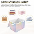 thumbnail image 6 of Yayeee Collapsible Cube Storage Bin with Lid Fabric Closet Decorative Basket with Handles, Pink Wavy Striped, 6 of 7