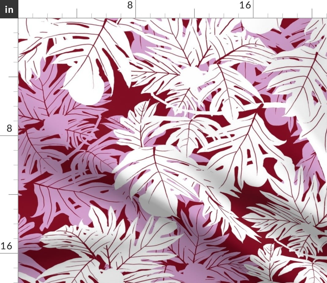 Modern Tropical Round Tablecloth Hula /'ulu White Orchid On Burgundy Jumbo by kadyson Palm Cotton Sateen Circle Tablecloth by Spoonflower