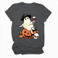 thumbnail image 7 of NOLDARES Halloween Shirts for Women Pumpkin Cat Graphic Tees Fall Crewneck Short Sleeve Costumes Autumn Party Graphic T-Shirt(Dark Gray,M), 7 of 7