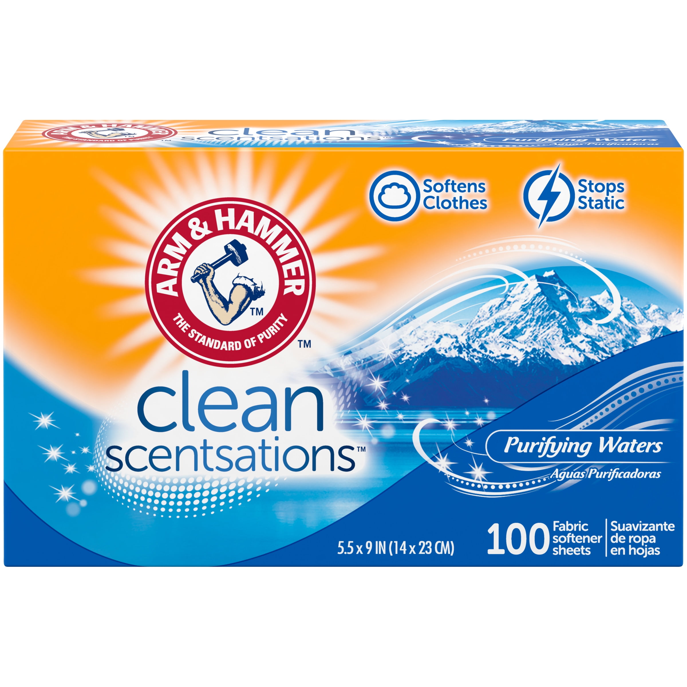 (3 pack) ARM & HAMMER Fabric Softener Sheets, 100 sheets, Purifying Waters