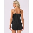 thumbnail image 4 of DARING DIVA Women's Satin Silky Camisole Sleeveless Cami and Shorts Pajamas Set S Black, 4 of 7