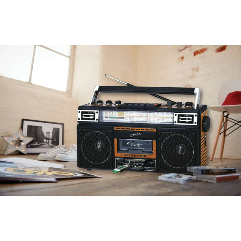 Supersonic® Retro 4-band Radio And Cassette Player With Bluetooth® (wood) :  Target