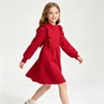 thumbnail image 5 of Odeerbi Kids Girls Mock Neck Sweater Dress Ruffle Long Sleeve A-Line Knit Dress for Fall Winter, 5 of 9