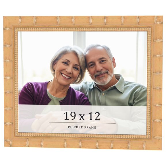 19x12 Light Brown Bamboo Real Wood Picture Frame Width 1.5 inches | Interior Frame Depth 0.5 inches