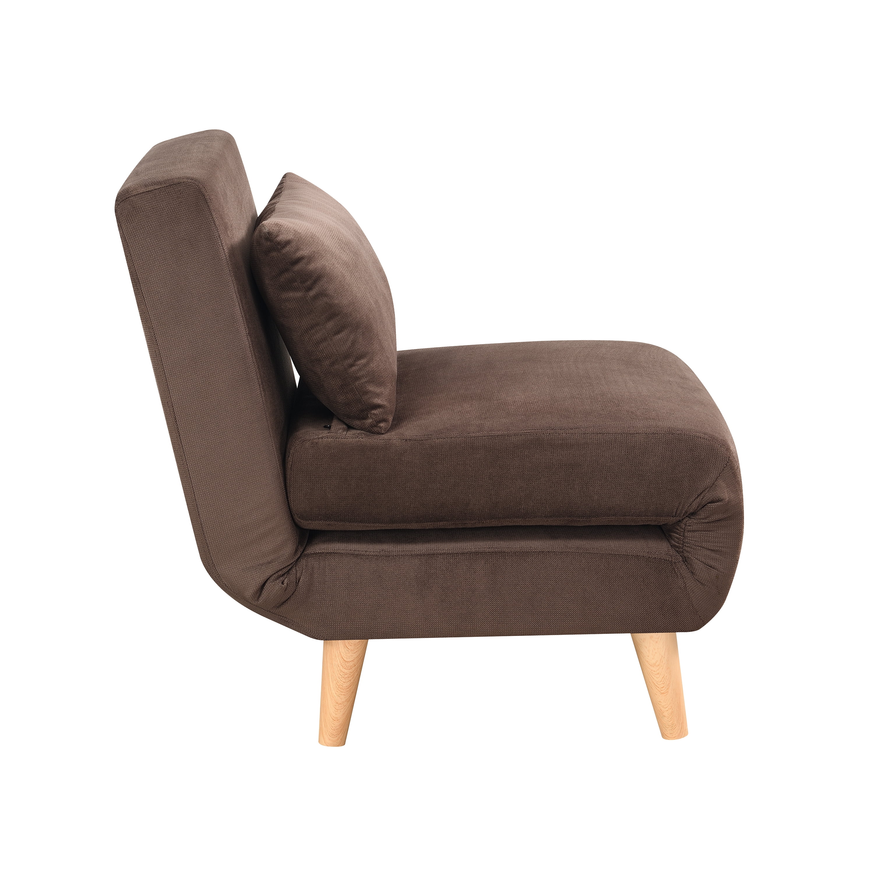 AC Pacific Folding Upholstered Dane Armless Sleeper Chair, Brown