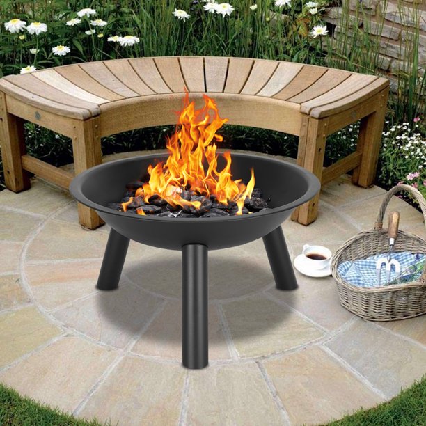 22 Wood Burning Fire Pit Portable Fire Pits Bowl With Iron Construction 3 Legs Outdoor Wood Burning Fire Pit For Backyard Terrace Patio Camping Upgrade Fire Pit 22 X22 X12 4 Black Q7451 Walmart Com