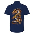 thumbnail image 4 of BOBOGOJP Shirts for Men Short Sleeve Button Down Shirts Fashion Textured Summer Beach Shirt,Navy M, 4 of 4