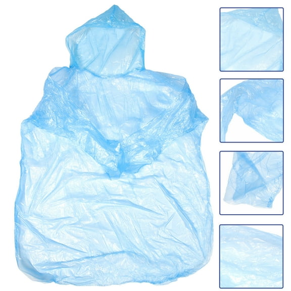 CHICHUMID 20Pcs Plastic Rain Poncho Foldable Sky-Blue for Emergency Use on Rainy Days