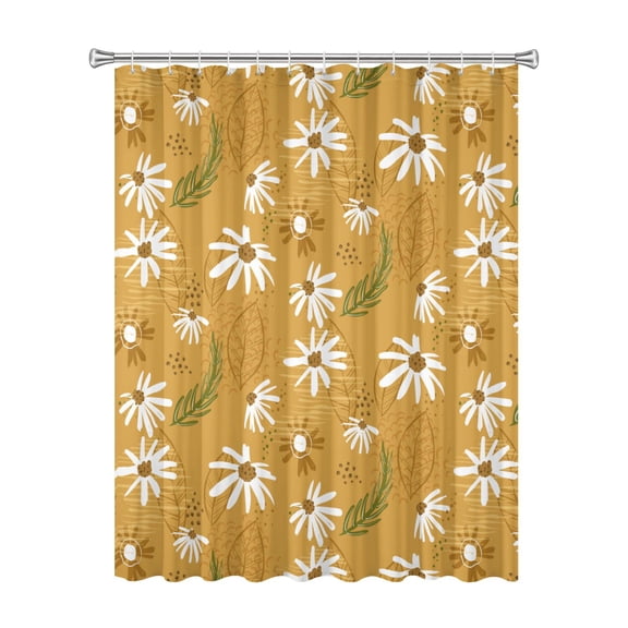 72x72 Inch Fabric Shower Curtain Waterproof Polyester, Daisy Floral Print
