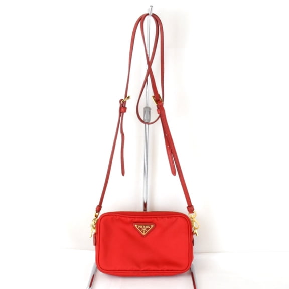 Pre-Owned PRADA Prada Mini 1NF861 Shoulder Bag Nylon Red Women's