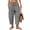 6# Black, variant on Plaid Barrel Pants for Women Cotton Linen Blend Cropped Palazzo Trousers Elastic Drawstring Waist Harem Pants with Pockets for Summer Beach Vacation Light Brown S