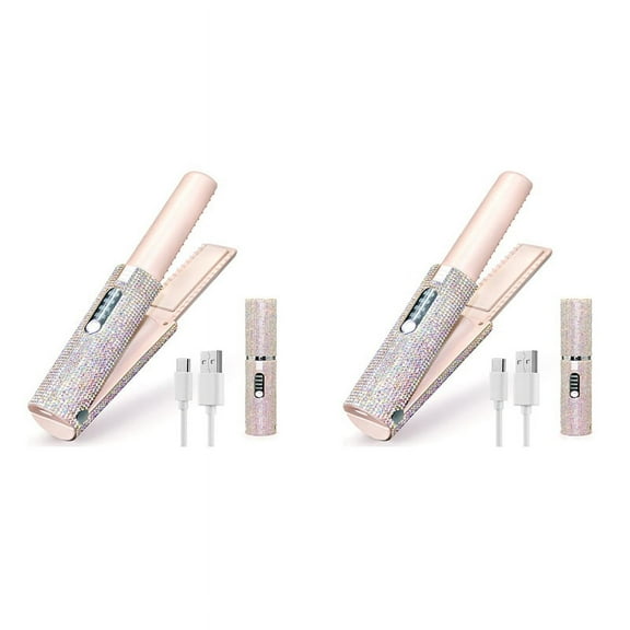 2X 2-In-1 Electric USB Hair Straightening Brush Straightener Flat Iron Multifunctional Comb Straightening Styler