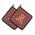 thumbnail image 2 of Letter K Chevron Maroon and White Pair of Pot Holders, 2 of 7